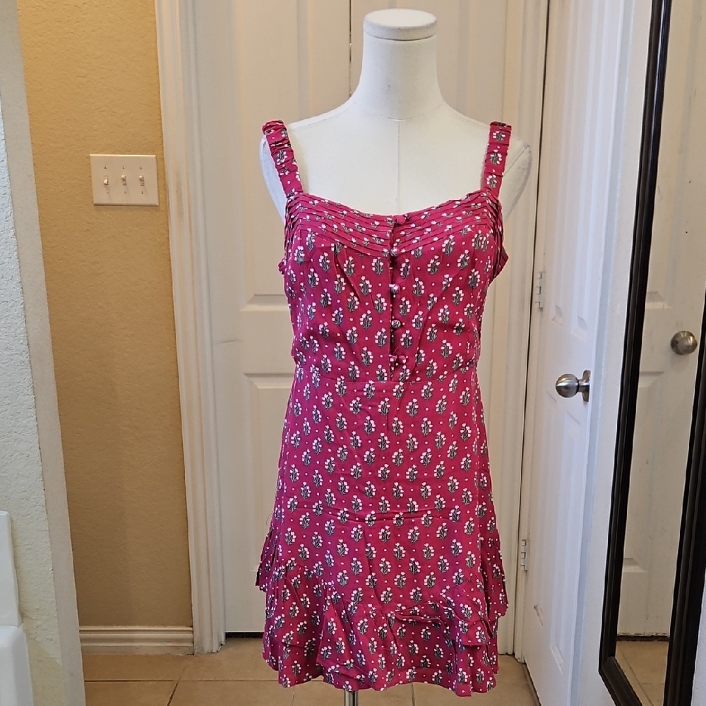 Olivaceous Fuchsia Floral Laurel Tank Mini Dress Size Medium